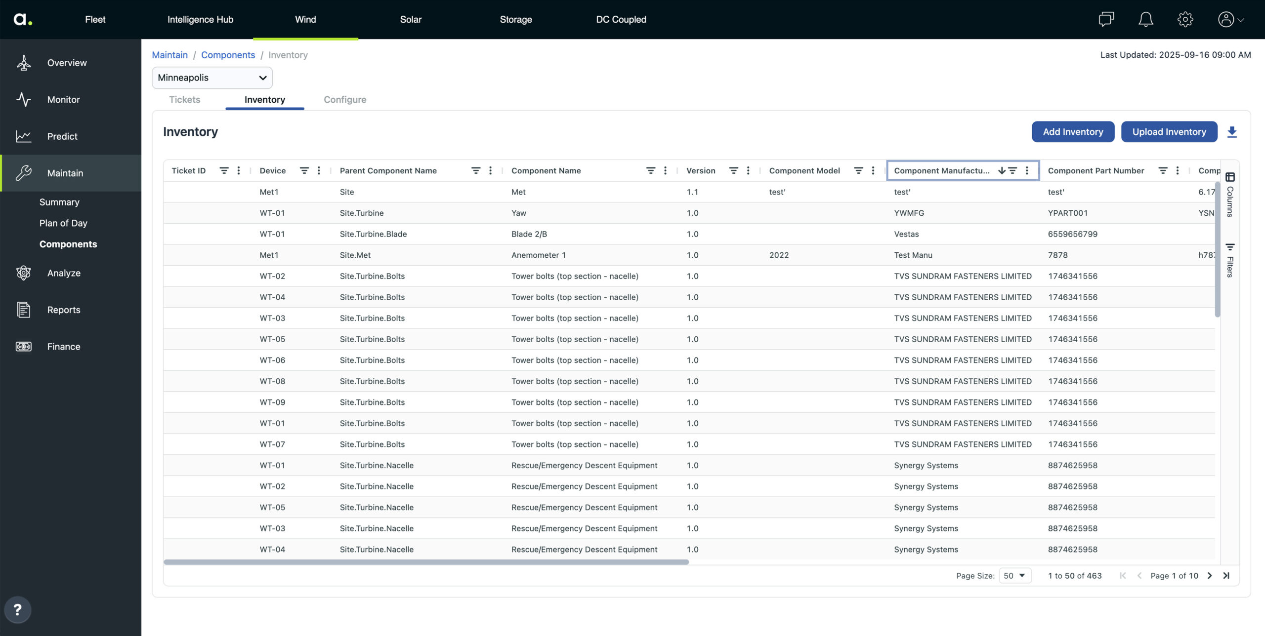 Parts Inventory – Get a view of all installed parts and components along with OEM tracking and reporting